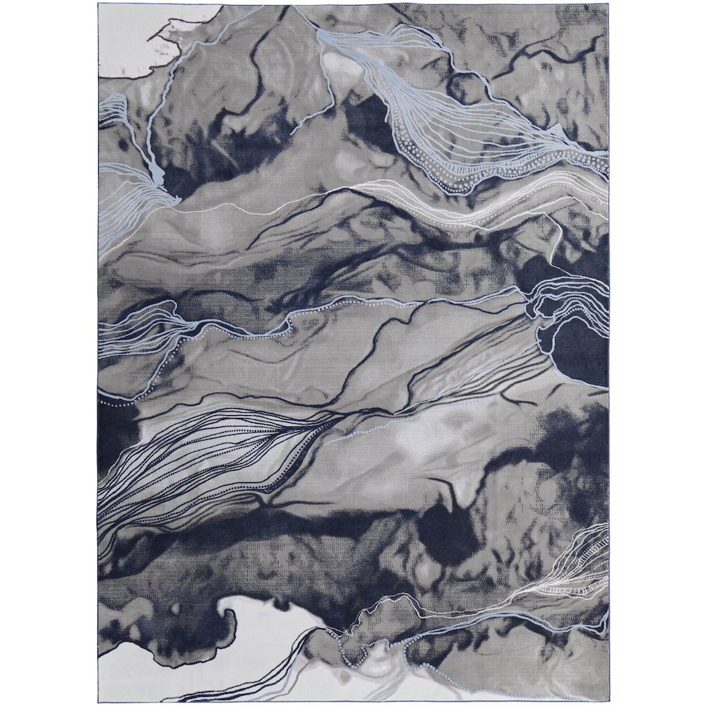 Gaspar Modern Abstract, Blue/Gray/Ivory, 5'-2" x 7'-2" Area Rug. Picture 1