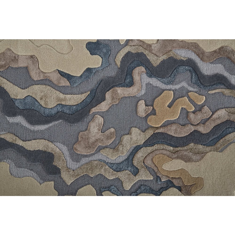 Serrano Transitional Abstract, Tan/Brown/Blue, 10' x 14' Area Rug. Picture 6
