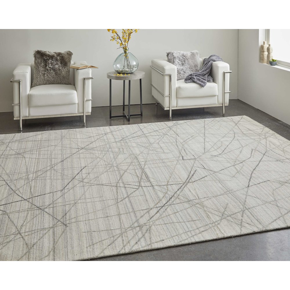 Whitton Modern Abstract, Ivory/Gray, 9' x 12' Area Rug. Picture 2