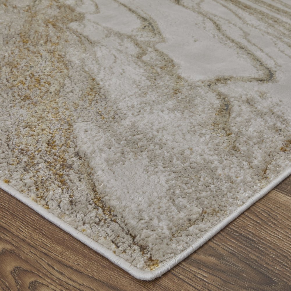 Aura Modern Abstract, Ivory/Taupe/Gold, 9'-2" x 12' Area Rug. Picture 3