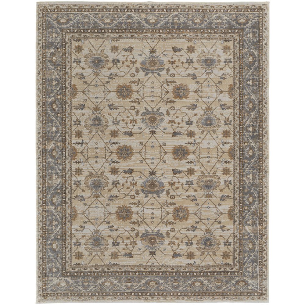 Celene Traditional Bordered, Tan/Ivory/Gray, 3'-9" x 5'-7" Accent Rug. Picture 1