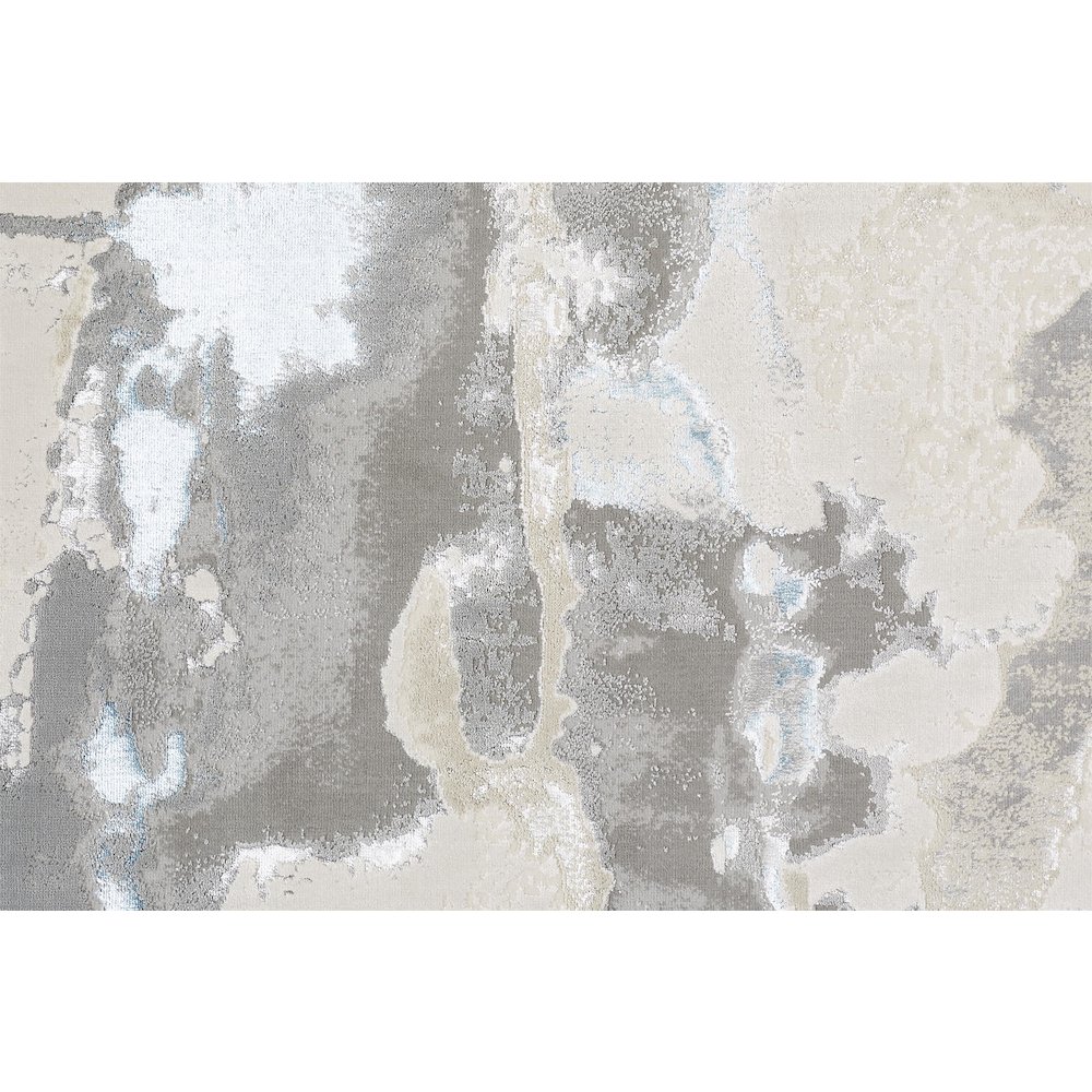 Azure Modern Watercolor, Ivory/Gray/Blue, 3'-11" x 6' Accent Rug. Picture 4
