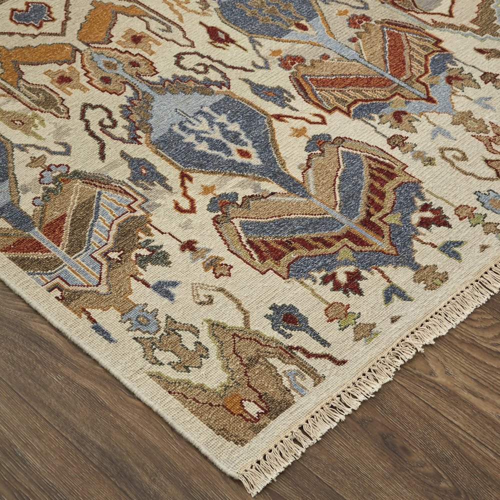Leylan Transitional Ikat, Tan/Ivory/Orange, 3'-6" x 5'-6" Accent Rug. Picture 3