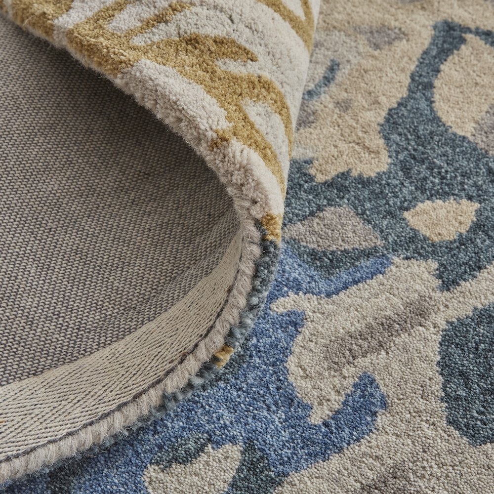 Everley Modern Abstract, Gray/Blue/Gold, 5' x 8' Area Rug. Picture 7