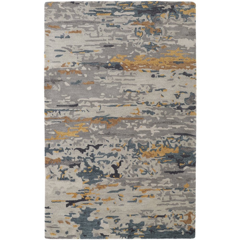 Everley Modern Abstract, Gray/Yellow/Blue, 8' x 10' Area Rug. Picture 1