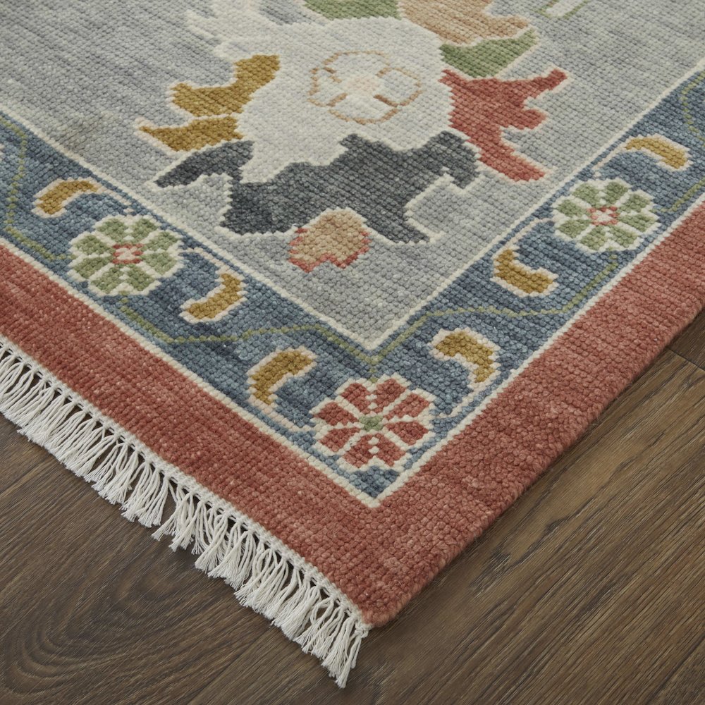 Karina Transitional Floral & Botanical, Red/Gray/Ivory, 5'-6" x 8'-6" Area Rug. Picture 3