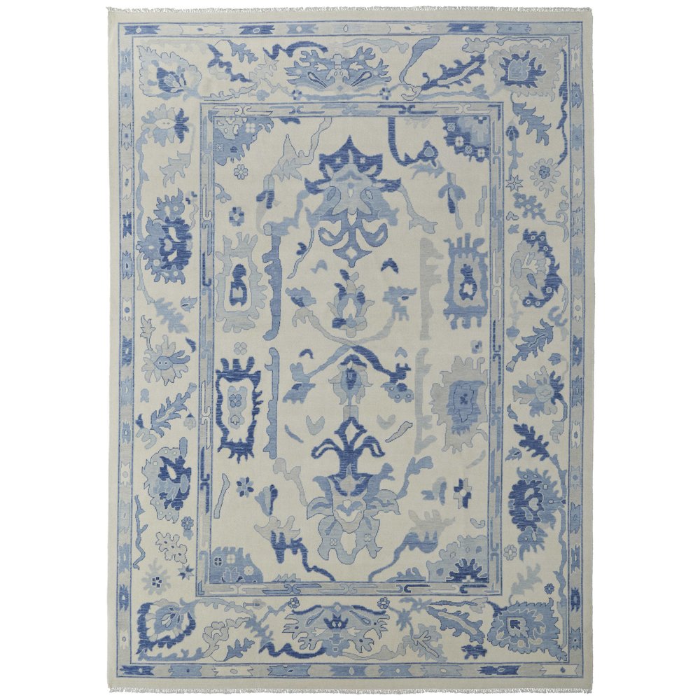 Karina Transitional Floral & Botanical, Ivory/Blue, 2' x 3' Accent Rug. Picture 1