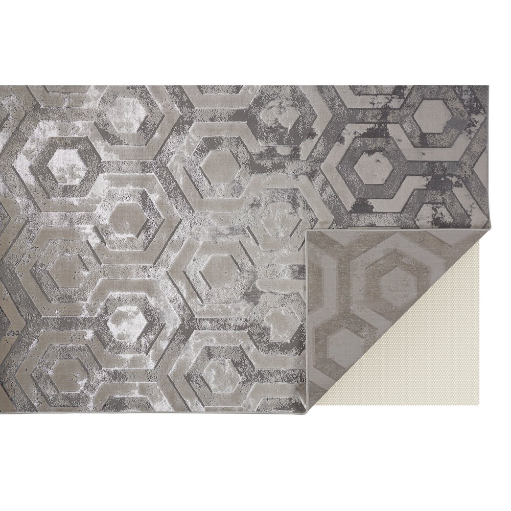 Micah Modern Distressed, Gray/Taupe/Silver, 8' x 10' Area Rug. Picture 4