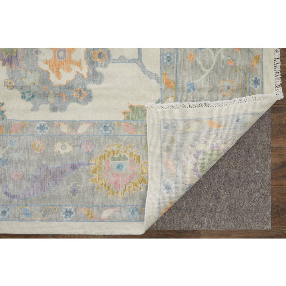 Transitional Floral & Botanical, Ivory/Orange/Blue, 9'-6" x 13'-6" Area Rug. Picture 4