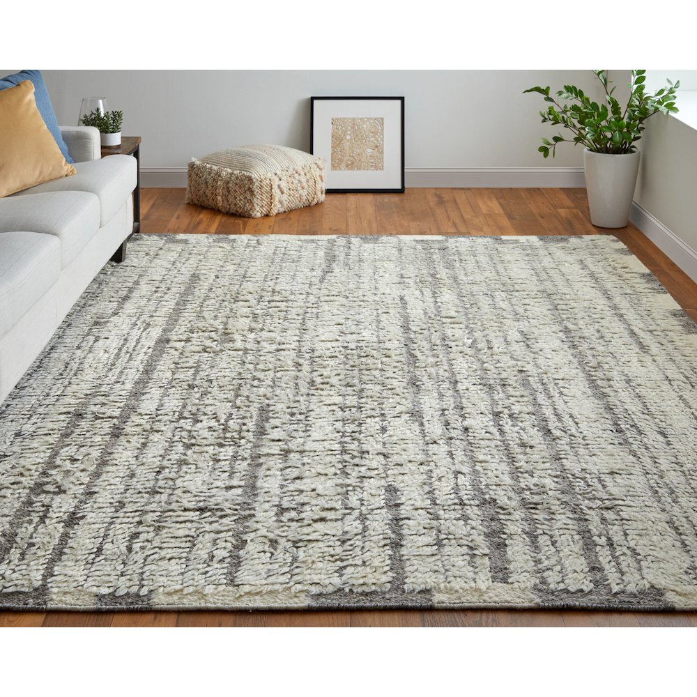 Ashby Transitional Stripes, Ivory/Gray, 5'-6" x 8'-6" Area Rug. Picture 2