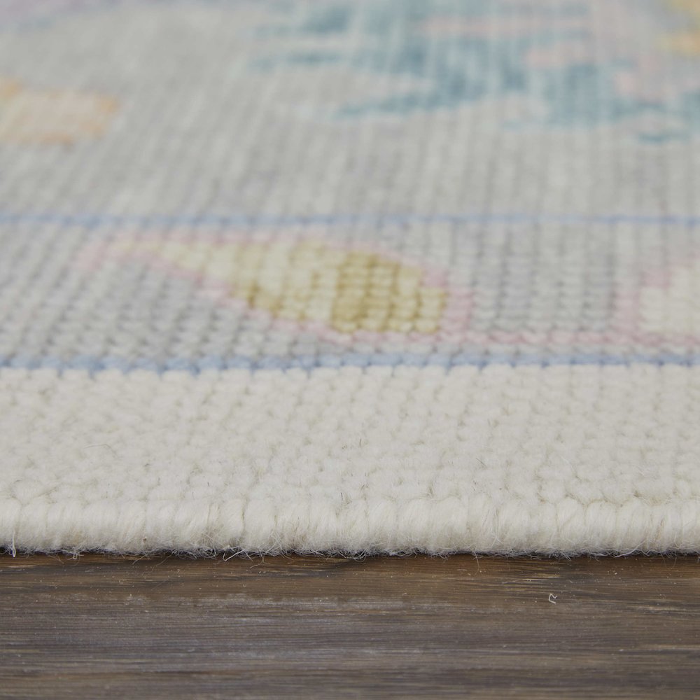 Transitional Floral & Botanical, Ivory/Orange/Blue, 9'-6" x 13'-6" Area Rug. Picture 8