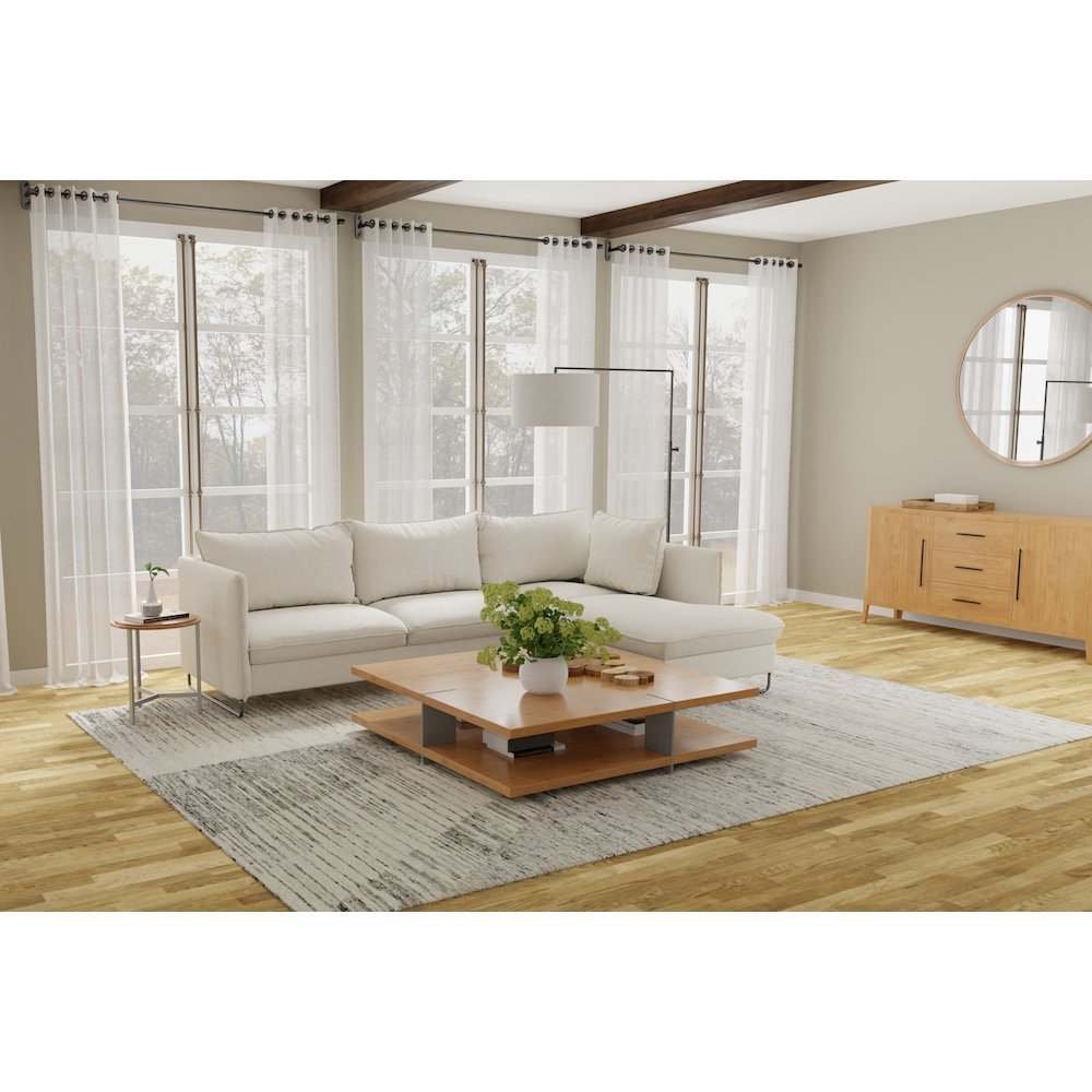 Brighton Modern Abstract, Ivory/Gray, 4' x 6' Accent Rug. Picture 3