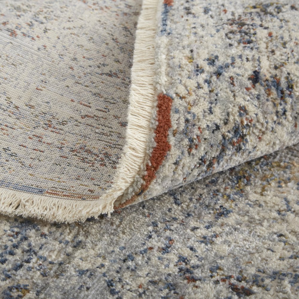 Kaia Transitional Distressed, Tan/Ivory/Blue, 3' x 5' Accent Rug. Picture 7