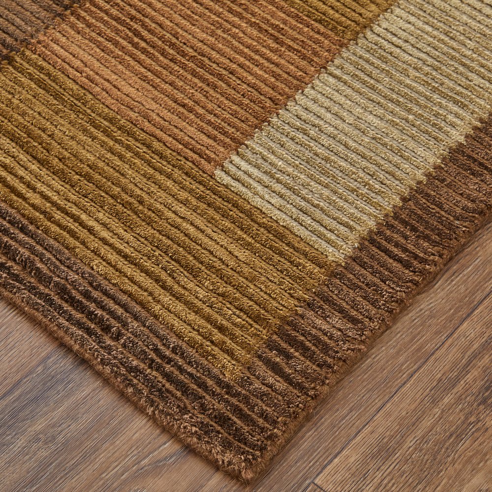 Keystone Transitional Color Block, Green/Brown/Orange, 4' x 6' Accent Rug. Picture 2