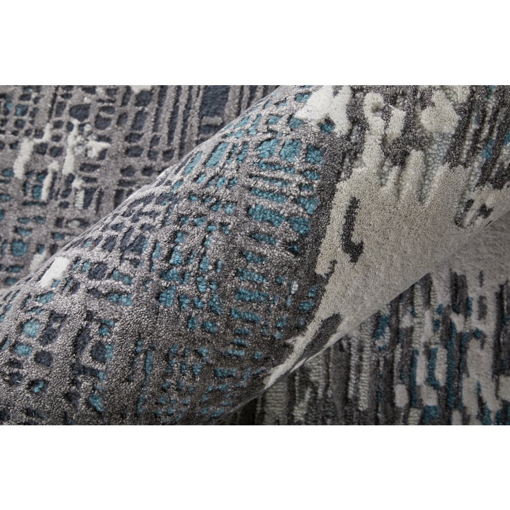 Zarah Modern Abstract, Ivory/Gray/Blue, 2' x 3' Accent Rug. Picture 5