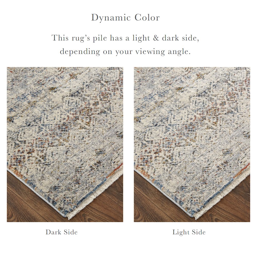 Kaia Transitional Distressed, Tan/Ivory/Blue, 3' x 5' Accent Rug. Picture 3