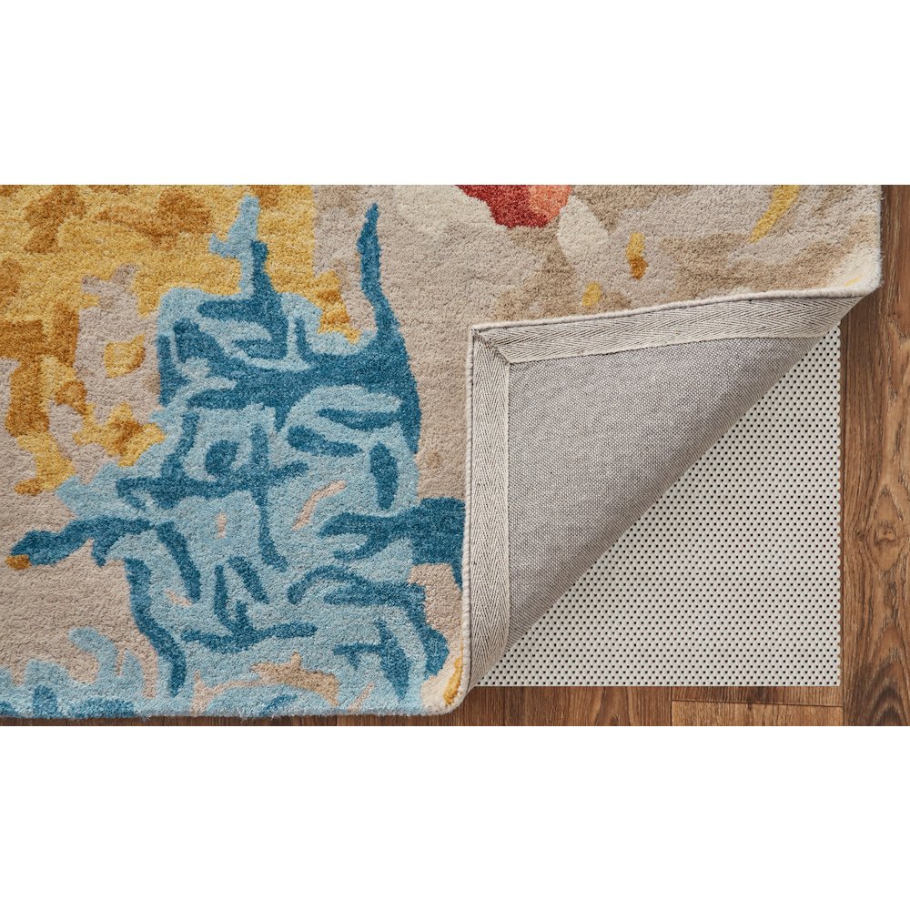 Everley Modern Abstract, Ivory/Yellow/Blue, 4' x 6' Accent Rug. Picture 4
