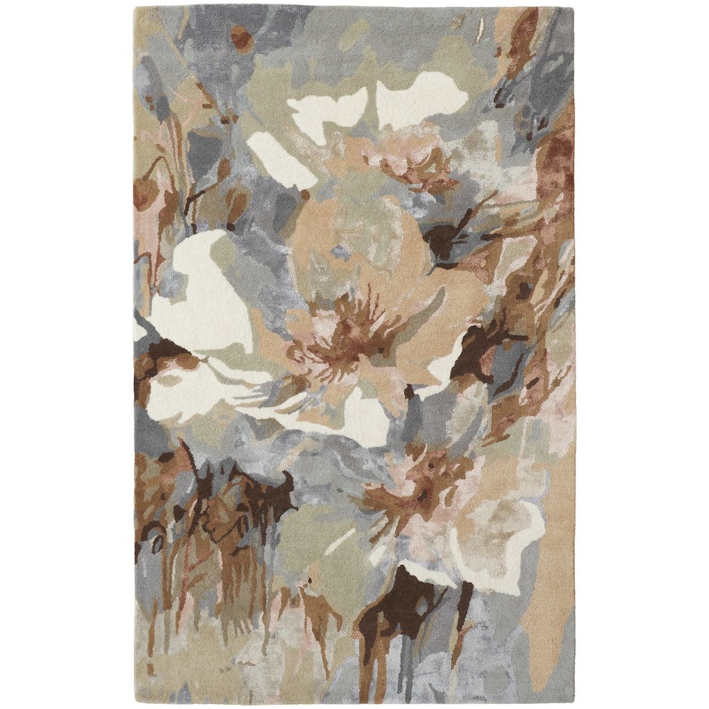 Dafney Transitional Floral & Botanical, Tan/Gray/Green, 2' x 3' Accent Rug. Picture 1