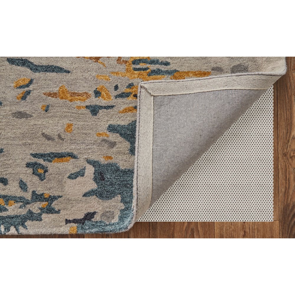 Everley Modern Abstract, Gray/Yellow/Blue, 5' x 8' Area Rug. Picture 4