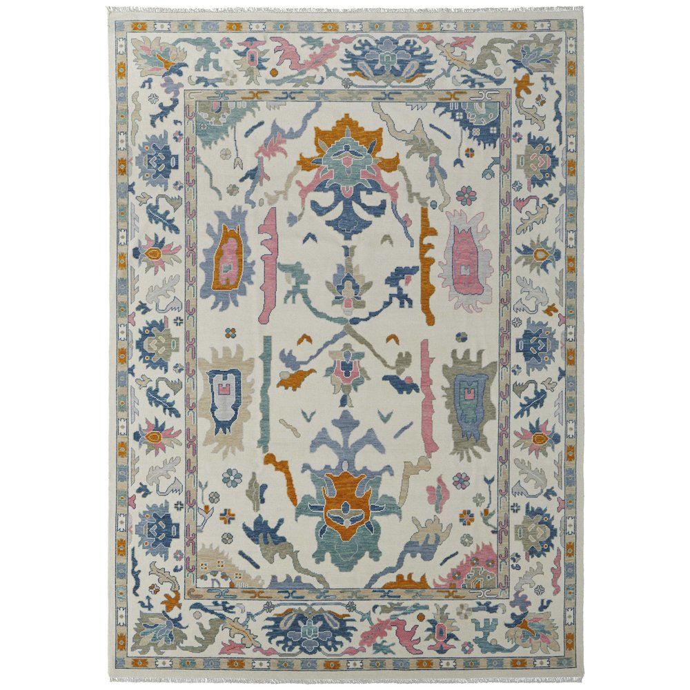 Karina Transitional Floral & Botanical, Ivory/Blue/Pink, 2' x 3' Accent Rug. Picture 1