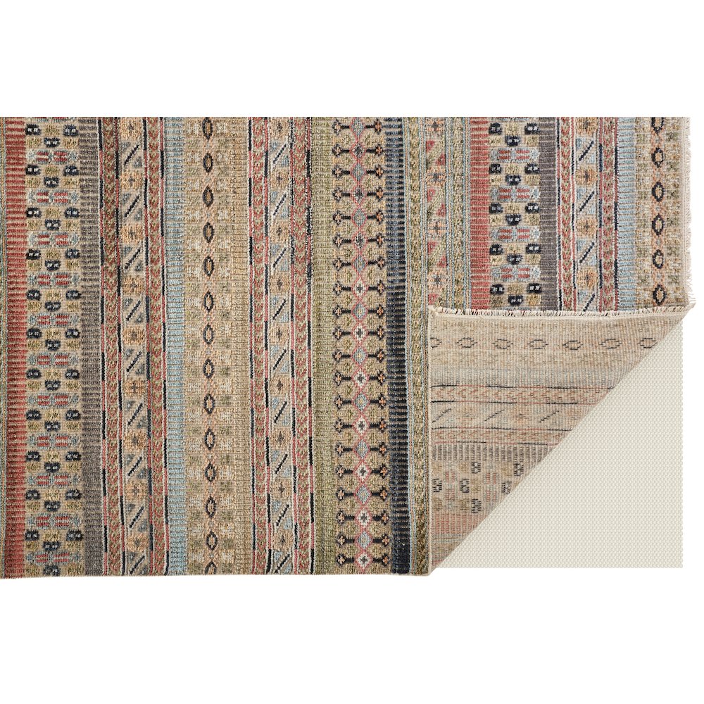 Payton Tribal Rug, Khaki Tan/Terracotta/Blue, 5ft - 6in x 8ft - 6in Area Rug, 9806498FPNKMLTE50. Picture 4