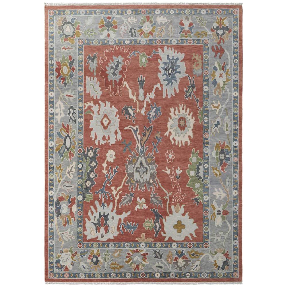Karina Transitional Floral & Botanical, Red/Gray/Ivory, 5'-6" x 8'-6" Area Rug. Picture 1