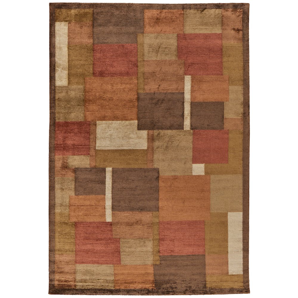 Keystone Transitional Color Block, Green/Brown/Orange, 4' x 6' Accent Rug. Picture 1