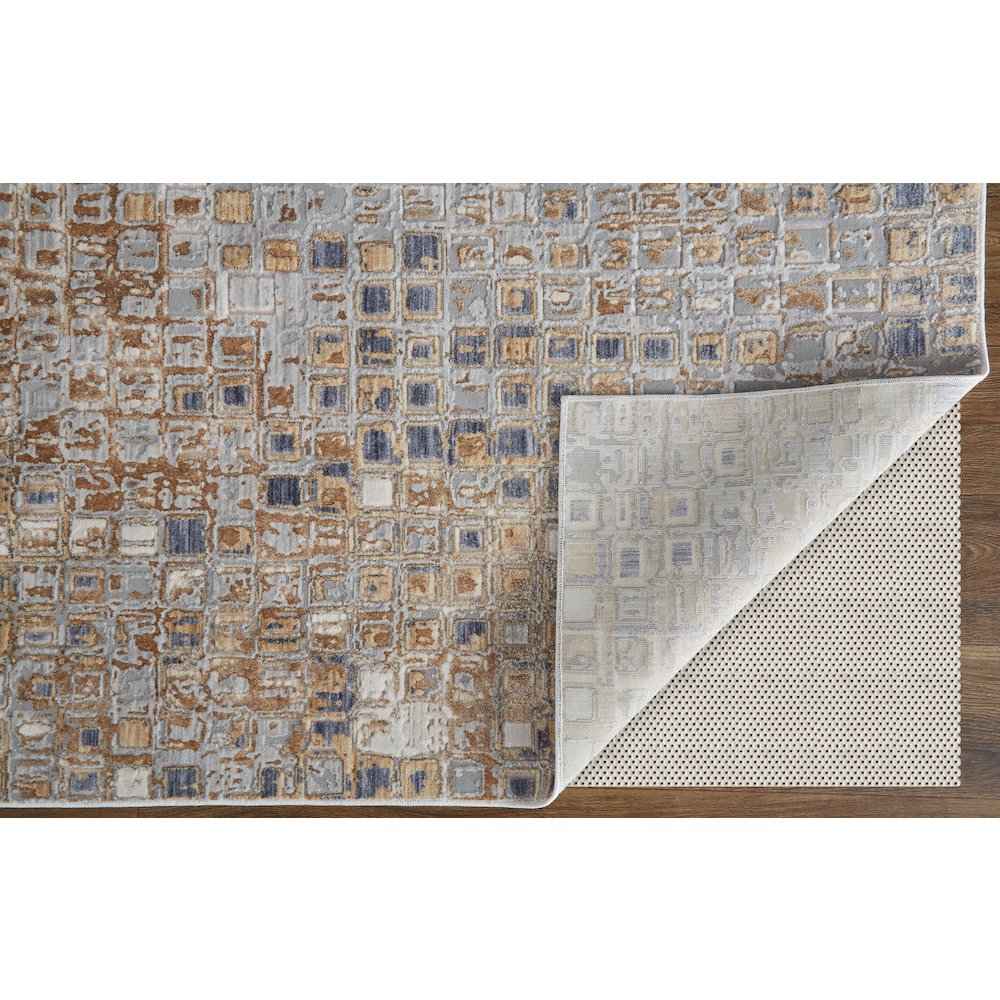 Laina Transitional Geometric, Tan/Ivory/Blue, 3' x 5' Accent Rug. Picture 4