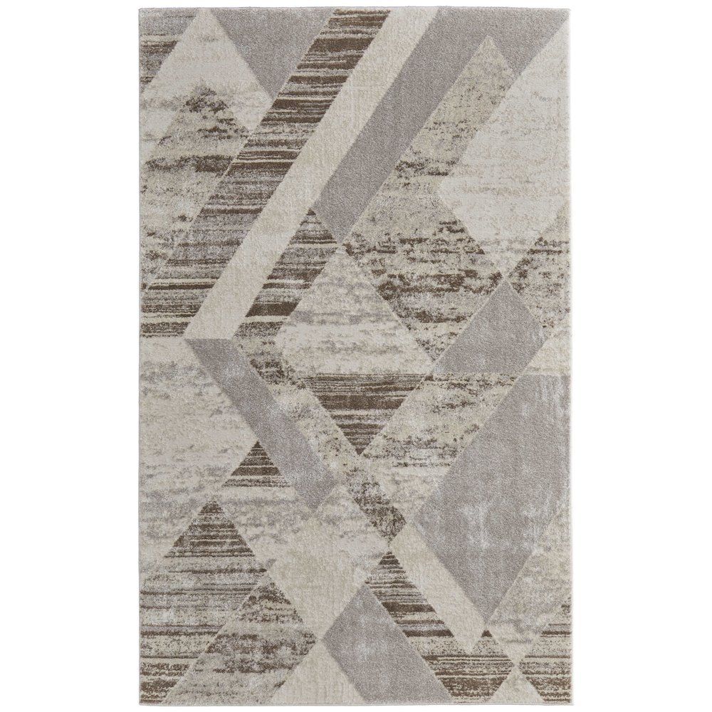 Vancouver Modern Geometric, Tan/Brown/Ivory, 10' x 14' Area Rug. Picture 1
