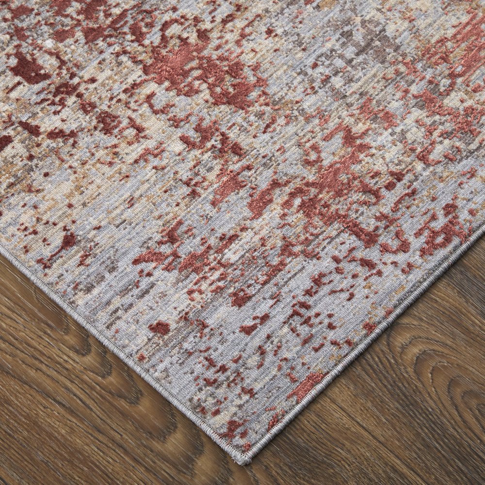 Pryor Modern Watercolor, Red/Gray/Blue, 5' x 8' Area Rug. Picture 4