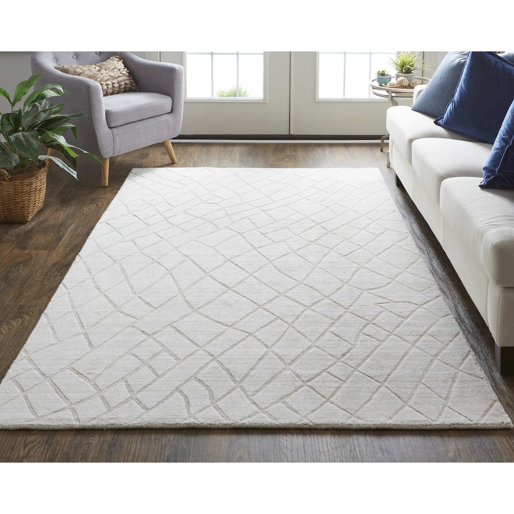 Redford Transitional Solid, Ivory/Gray, 9' x 12' Area Rug. Picture 2