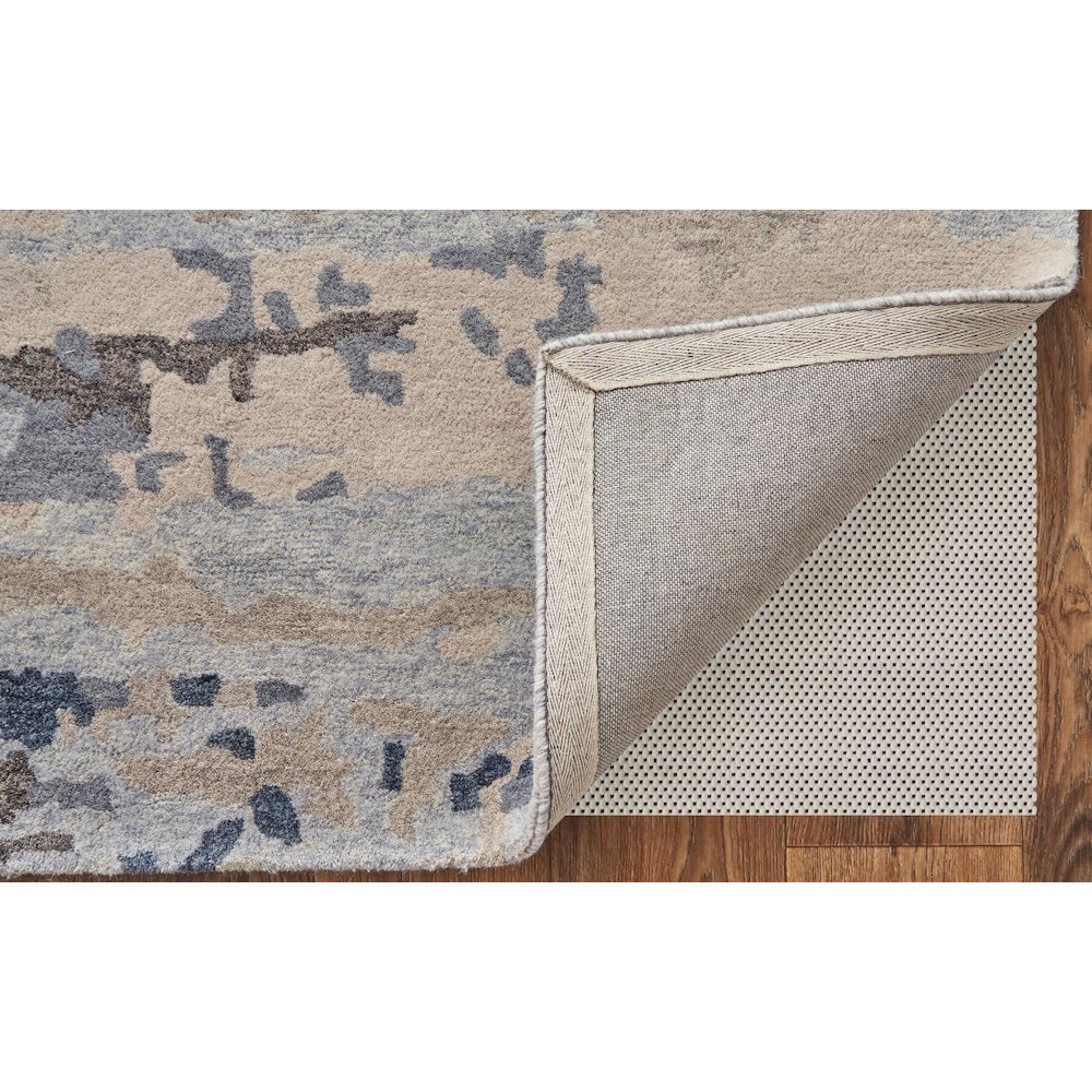 Everley Modern Abstract, Blue/Gray/Ivory, 5' x 8' Area Rug. Picture 4