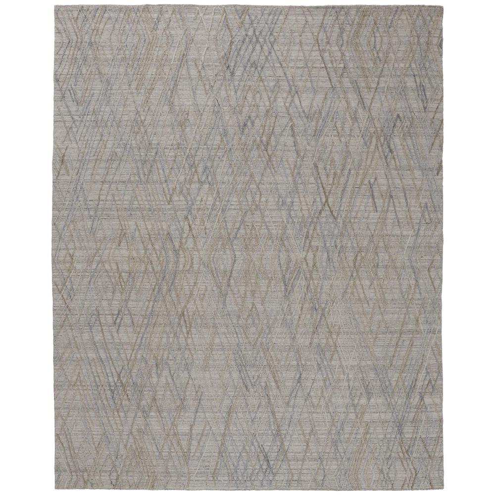 Elias Abstract Diamond Area Rug, High/Low, Silver Gray/Dusty Blue, 9ft x 12ft, ELS6589FSLV000G00. Picture 2