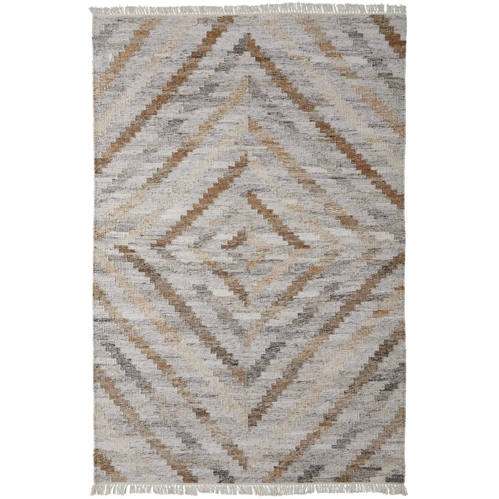 Beckett Transitional Geometric, Ivory/Gray/Tan, 5' x 8' Area Rug. Picture 1