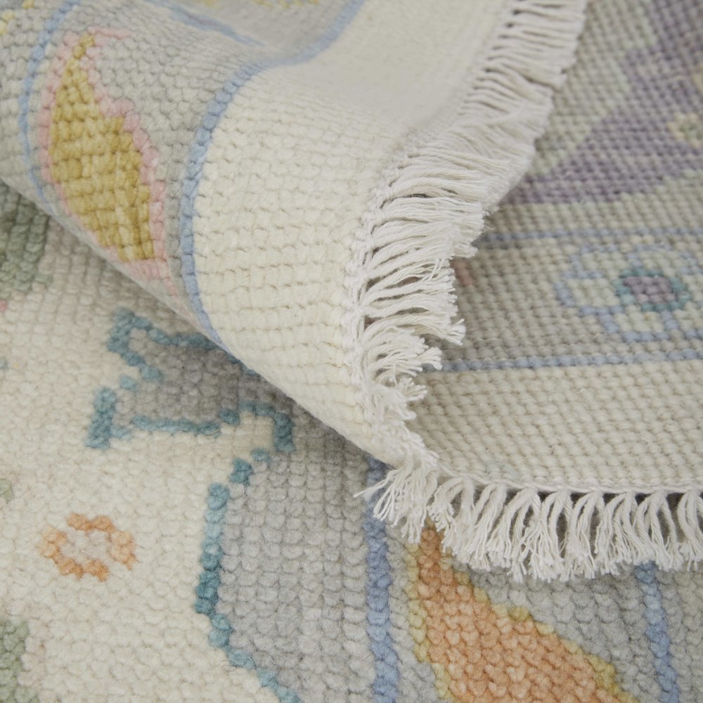Transitional Floral & Botanical, Ivory/Orange/Blue, 9'-6" x 13'-6" Area Rug. Picture 7