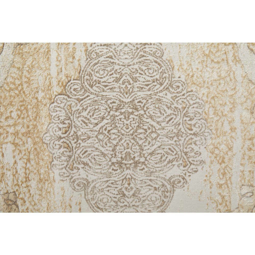 Celene Traditional Medallion, Silver/Tan/Gray, 10' x 14' Area Rug. Picture 6