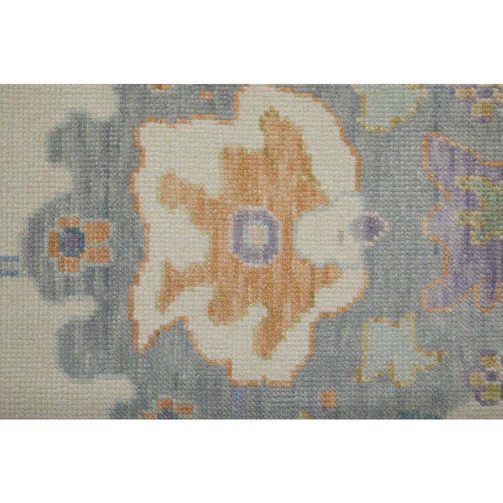 Transitional Floral & Botanical, Ivory/Orange/Blue, 9'-6" x 13'-6" Area Rug. Picture 6