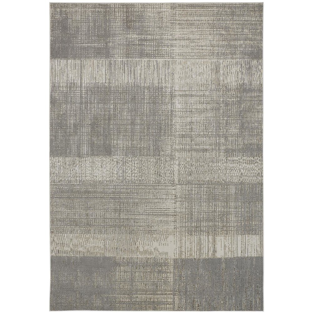 Aura Modern Abstract, Gray/Ivory, 8' x 10' Area Rug. Picture 1