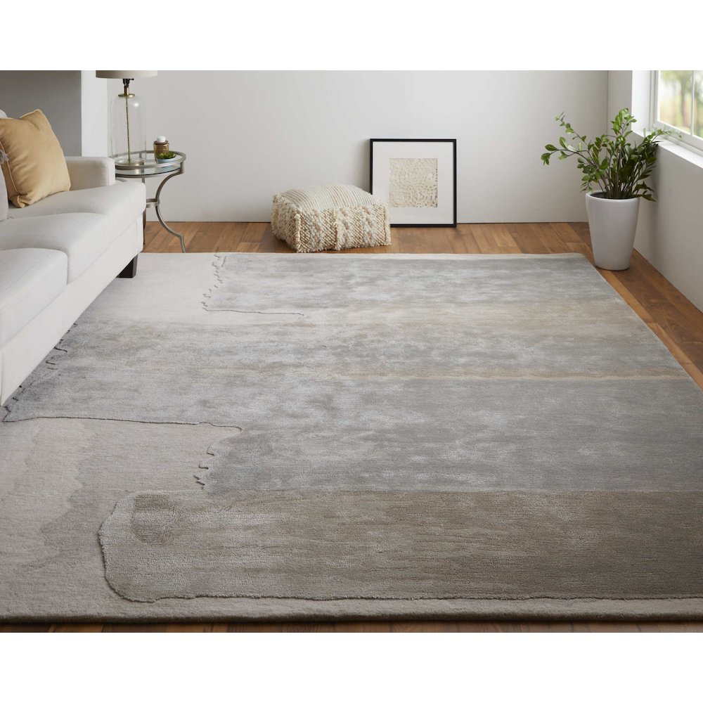 Anya Transitional Abstract, Ivory/Gray, 10' x 14' Area Rug. Picture 2