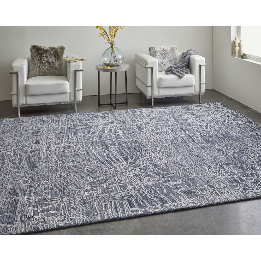 Whitton Modern Abstract, Black/Gray/Ivory, 5' x 8' Area Rug. Picture 2