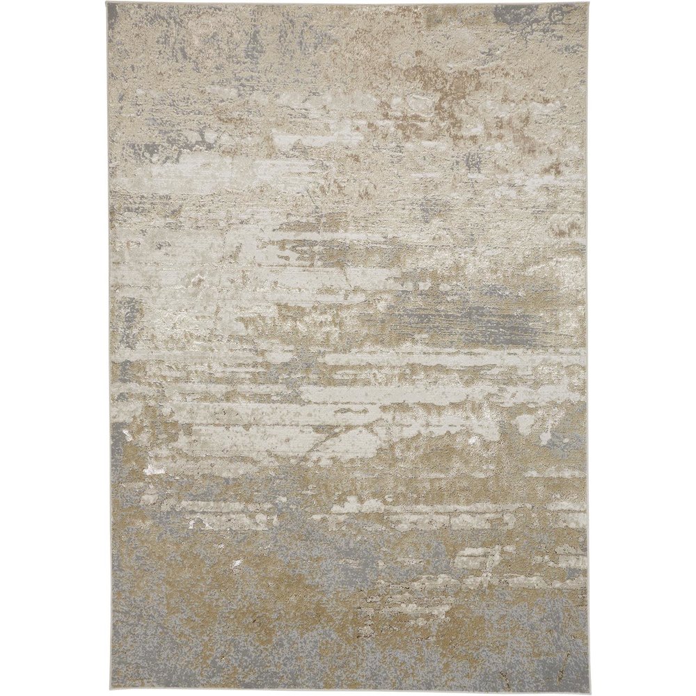 Aura Modern Abstract, Ivory/Gold/Gray, 9'-2" x 12' Area Rug. Picture 1