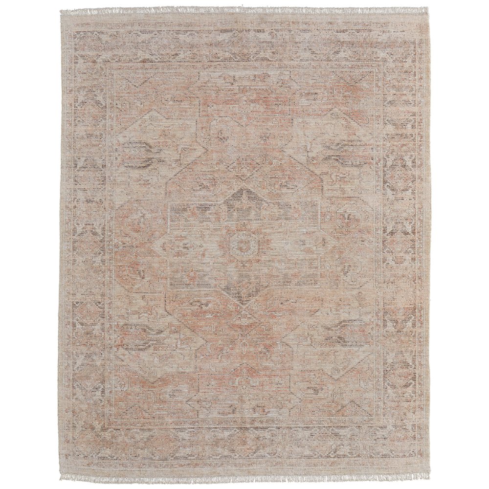Caldwell Transitional Medallion, Orange/Tan/Ivory, 9' x 12' Area Rug. Picture 1