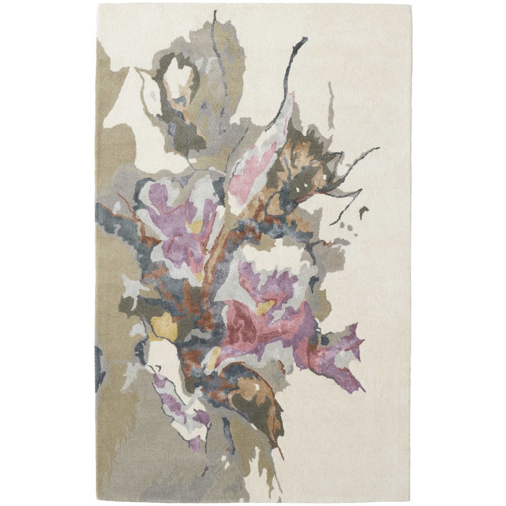 Dafney Transitional Floral & Botanical, Purple/Pink/Green, 2' x 3' Accent Rug. Picture 1