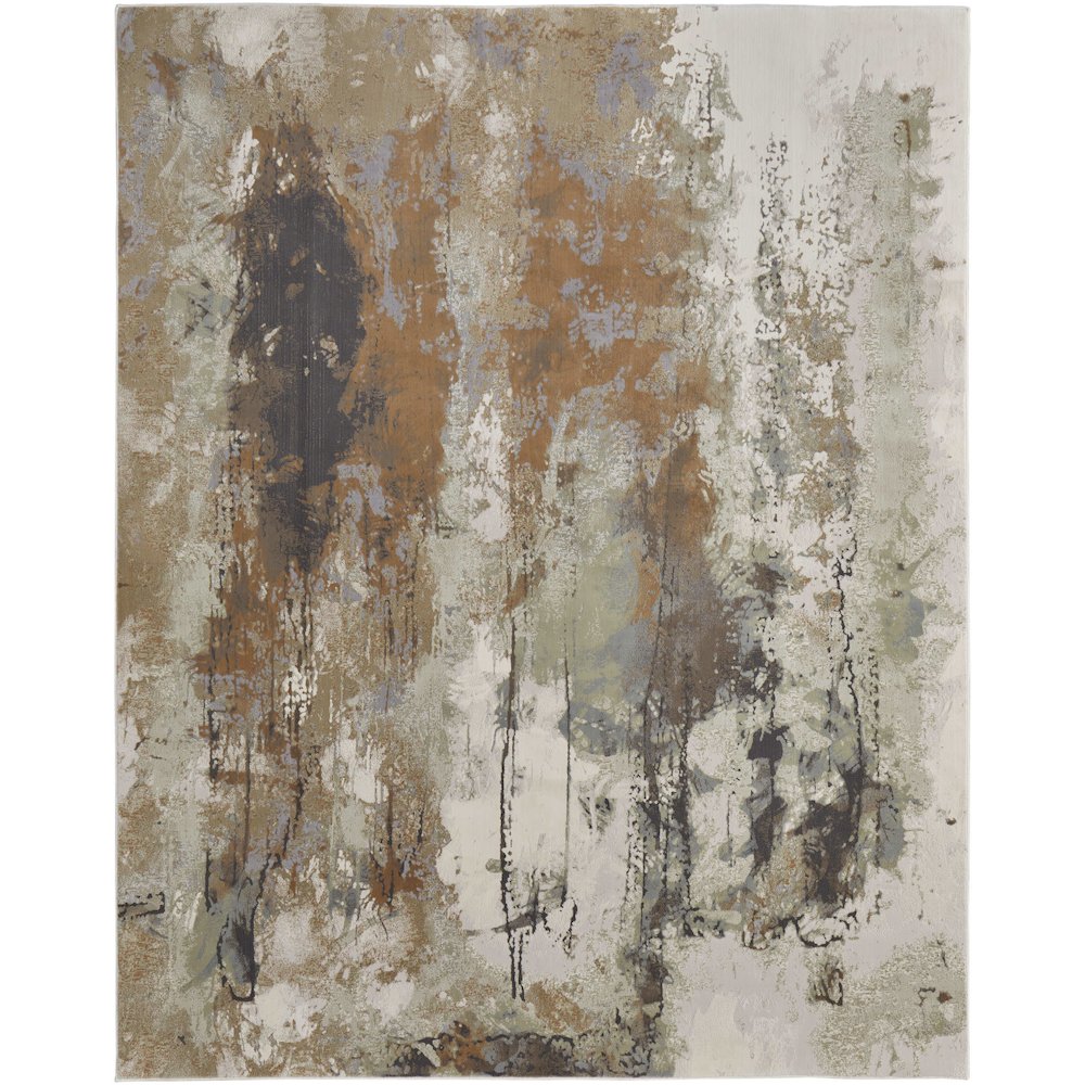 Clio Modern Abstract, Orange/Purple/Green, 10' x 13'-2" Area Rug. Picture 1