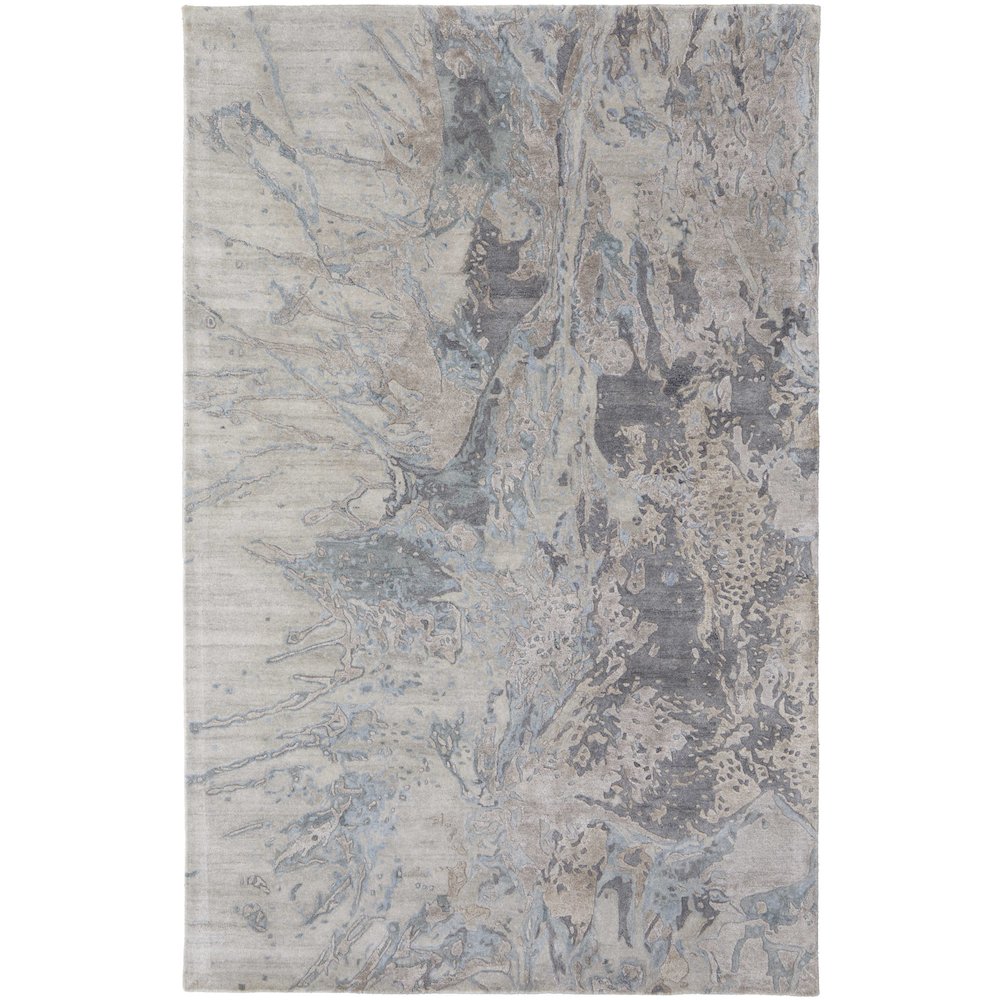 Zarah Modern Watercolor, Gray/Tan/Blue, 9' x 12' Area Rug. Picture 1