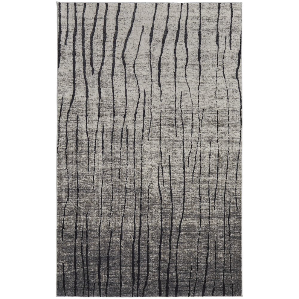 Kano Transitional Abstract, Gray/Black/Taupe, 6'-7" x 9'-6" Area Rug. Picture 1