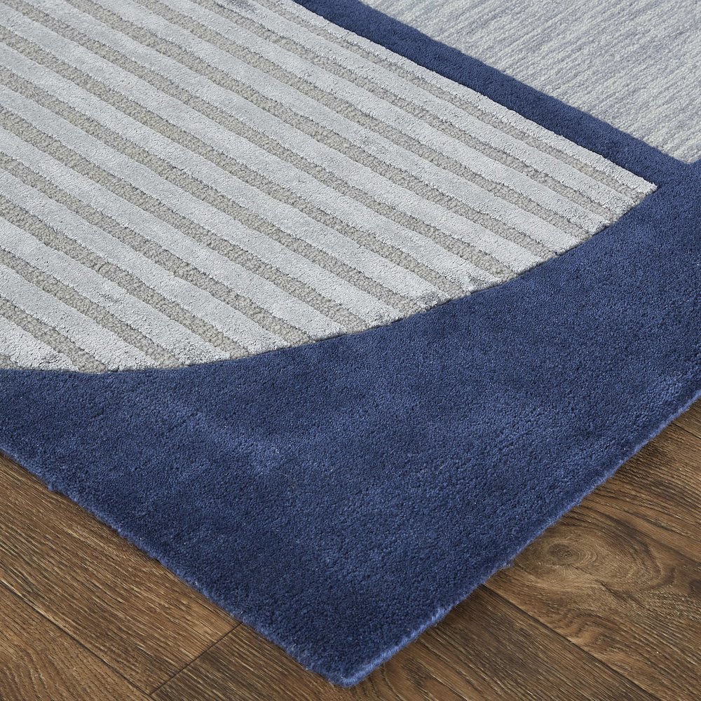 Nash Modern Geometric, Blue/Silver, 9' x 12' Area Rug. Picture 3