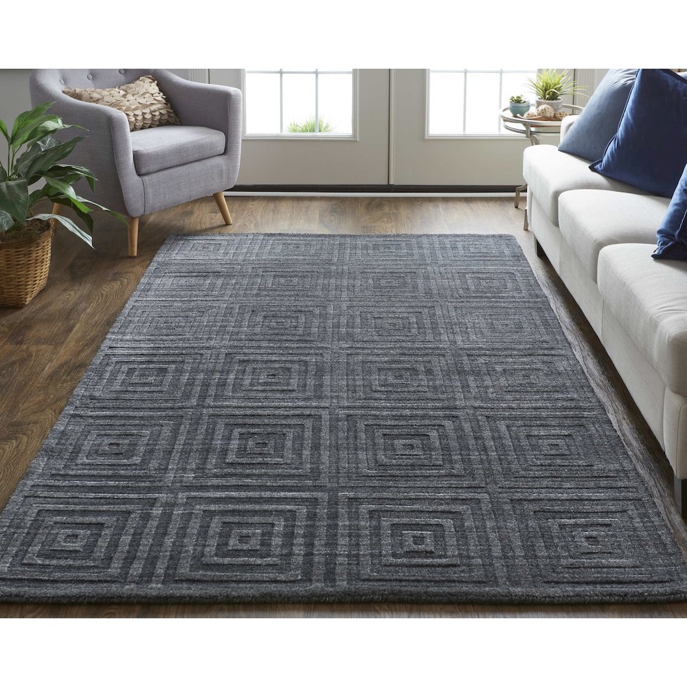 Redford Transitional Solid, Gray/Black, 9' x 12' Area Rug. Picture 2