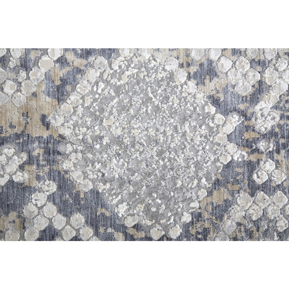 Laina Transitional Trellis & Lattice, Silver/Gray/Blue, 3' x 5' Accent Rug. Picture 6