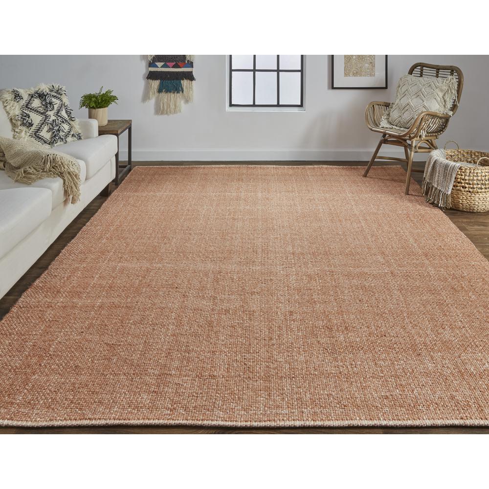 Naples Space Dyed In/Outdoor Flatweave, Rust Orange, 2ft x 3ft Area Rug, NAP0751FORN000P00. Picture 1